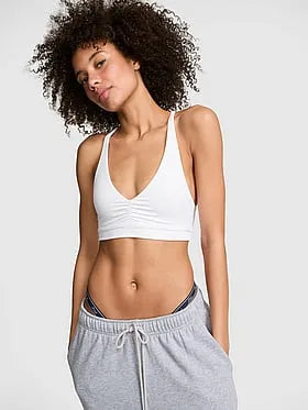 PINK Relayâ¢ Ruched Plunge Sports Bra
