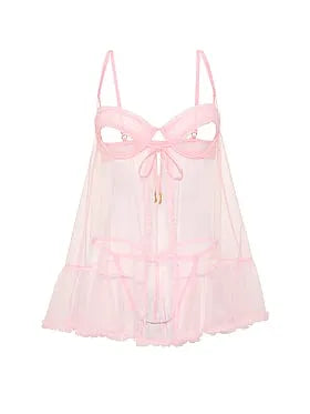 Tease Open-Cup Ruffled Babydoll Set