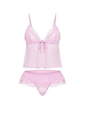 Tease Chiffon & Lace Flyaway Cami Set