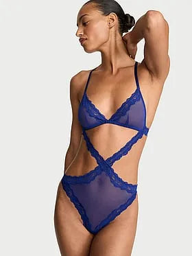 Sheer Rose Cut-Out Triangle Teddy