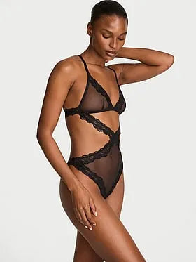 Sheer Rose Cut-Out Triangle Teddy