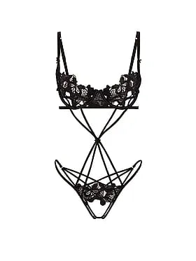 Butterflies Embroidery Strappy Naked Playsuit