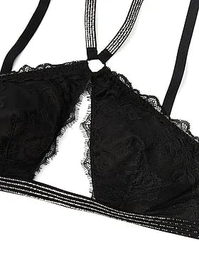Shine Strap Lace Halter Bralette & Mini Skirt Set