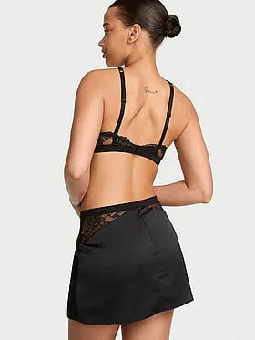Shine Strap Lace Halter Bralette & Mini Skirt Set