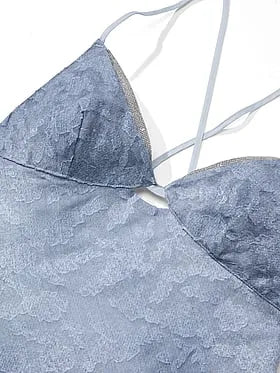 Denim Jacquard Shine Midi Slip Dress