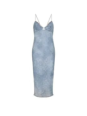 Denim Jacquard Shine Midi Slip Dress