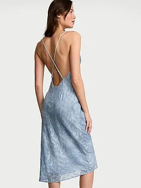 Denim Jacquard Shine Midi Slip Dress