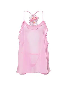 Watercolor Embroidery Chiffon Babydoll Set