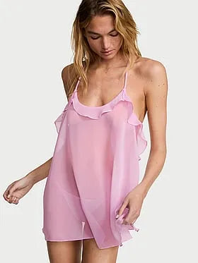 Watercolor Embroidery Chiffon Babydoll Set