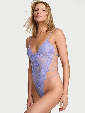 Lace Strappy Triangle Peekaboo Teddy
