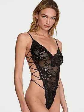 Lace Strappy Triangle Peekaboo Teddy