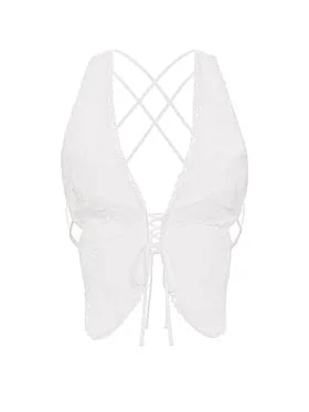 Butterfly Eyelet Tie-Back Crop Top