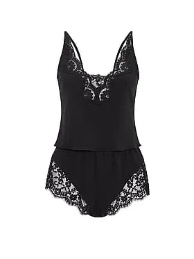 Pointelle Rib Lace-Trim Cami & Short Set
