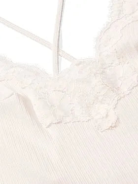 Pointelle Rib Lace-Trim Maxi Slip Dress