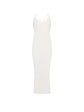 Pointelle Rib Lace-Trim Maxi Slip Dress