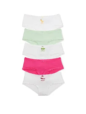5-Pack Cotton Lace-Trim Cheeky Panties