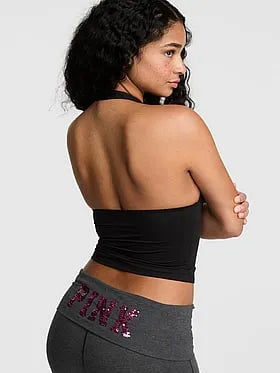 PINK Base Stretchâ¢ Plunge Halter Top