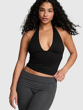 PINK Base Stretchâ¢ Plunge Halter Top