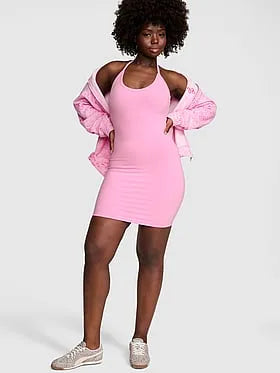 All-Day Soft Rib Halter Dress