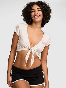 Campus Cottonâ¢ Front-Tie Cropped Top