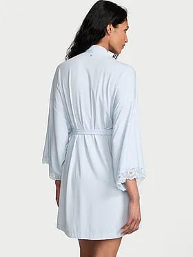 SoSoftâ¢ Modal Lace-Trim Bridal Short Robe