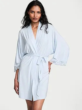 SoSoftâ¢ Modal Lace-Trim Bridal Short Robe