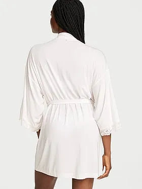 SoSoftâ¢ Modal Lace-Trim Bridal Short Robe