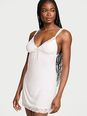 SoSoftâ¢ Modal Lace-Trim Bridal Mini Slip