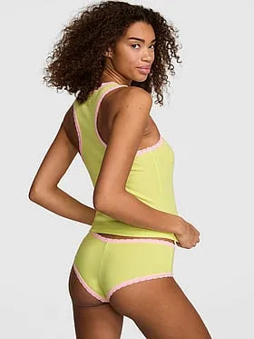 Lace-Trim Tank Top & Panty Set