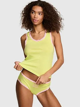 Lace-Trim Tank Top & Panty Set