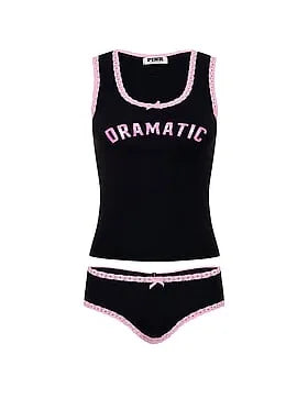 Lace-Trim Tank Top & Panty Set