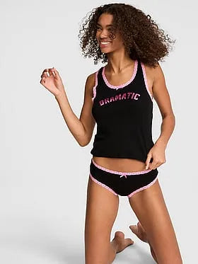 Lace-Trim Tank Top & Panty Set