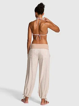 Foldover Linen Jogger Pants