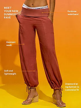 Foldover Linen Jogger Pants
