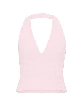 PINK Base Lace Plunge Halter Top