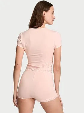 SoSoftâ¢ Modal Lace-Trim Tee & Shortie Set
