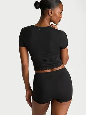 SoSoftâ¢ Modal Lace-Trim Tee & Shortie Set