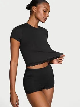 SoSoftâ¢ Modal Lace-Trim Tee & Shortie Set