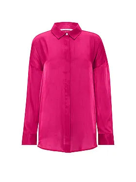 Luxe Sheer Satin Button-Front Shirt