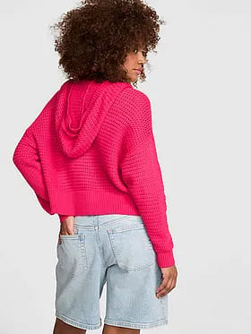 Crochet V-Neck Hoodie