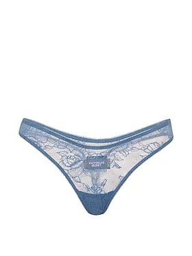 Rose Lace Denim Patch Thong Panty