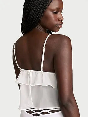 Lace & Chiffon Flutter Triangle Bra Top