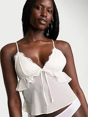 Lace & Chiffon Flutter Triangle Bra Top