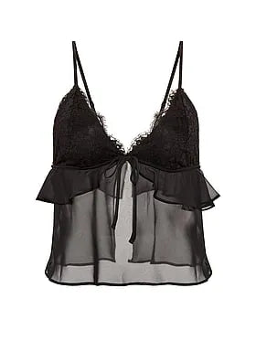 Lace & Chiffon Flutter Triangle Bra Top