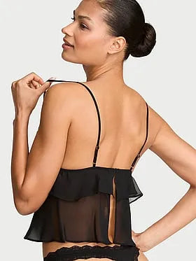 Lace & Chiffon Flutter Triangle Bra Top