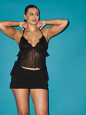 Lace & Chiffon Flutter Triangle Bra Top