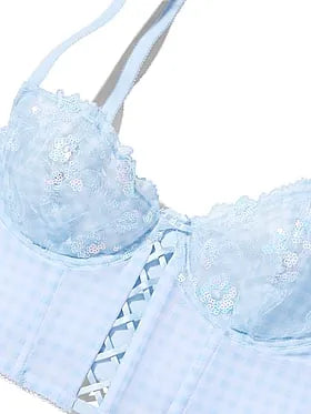 Wicked Gingham Embroidery Corset Top