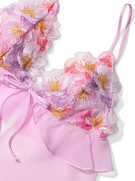 Watercolor Embroidery Flutter Bra Top