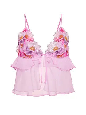 Watercolor Embroidery Flutter Bra Top