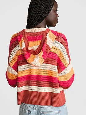 Crochet V-Neck Hoodie